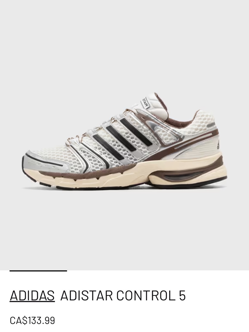 ADIDAS Adistar Control 5 Running Shoe - White & Brown